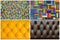 Collection ofÂ pattern, textile and background  interior decoration object. colourful ceramic tile and retro chesterfield style